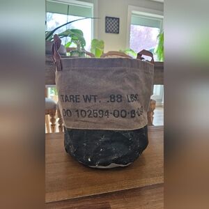 Distressed Canvas Tote with Leather Handles